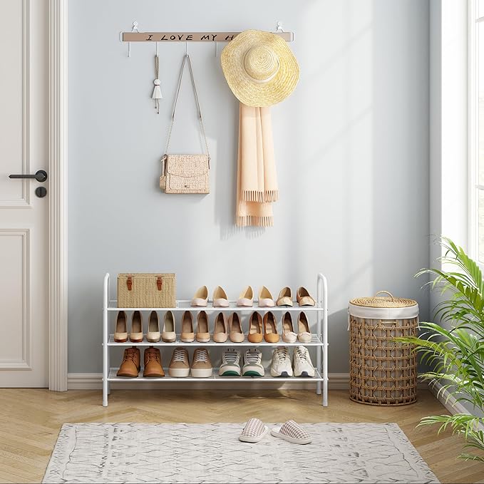 Hoctieon 3 Tier Mesh Style Shoe Rack, Entryway Shoe Shelf, Shoe Storage - Image 9