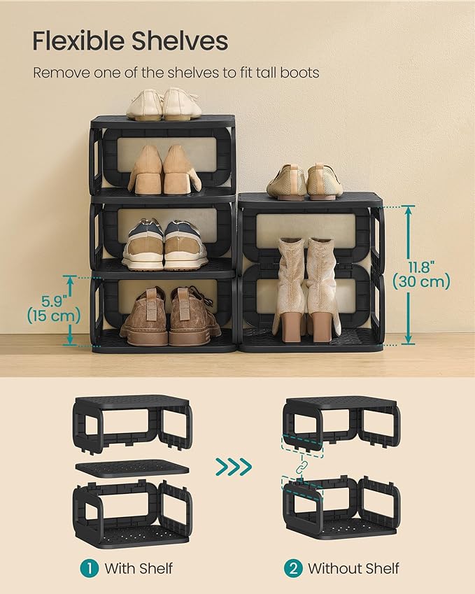 SONGMICS Shoe Rack, Shoe Organizer, 12 Shelves, Shoe Storage, Narrow Shoe Shelf - Image 2