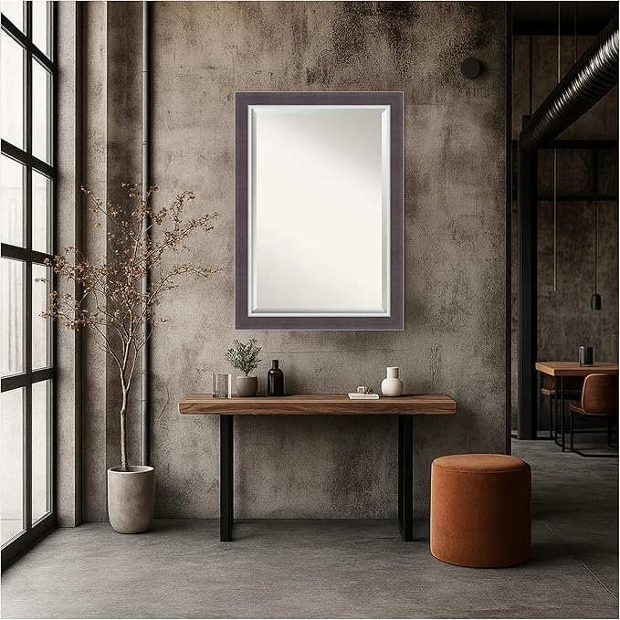 Amanti Art Brown Wall Mirror 30x42 Ellie Brown Silver Rectangle Bathroom Mirror - Image 7