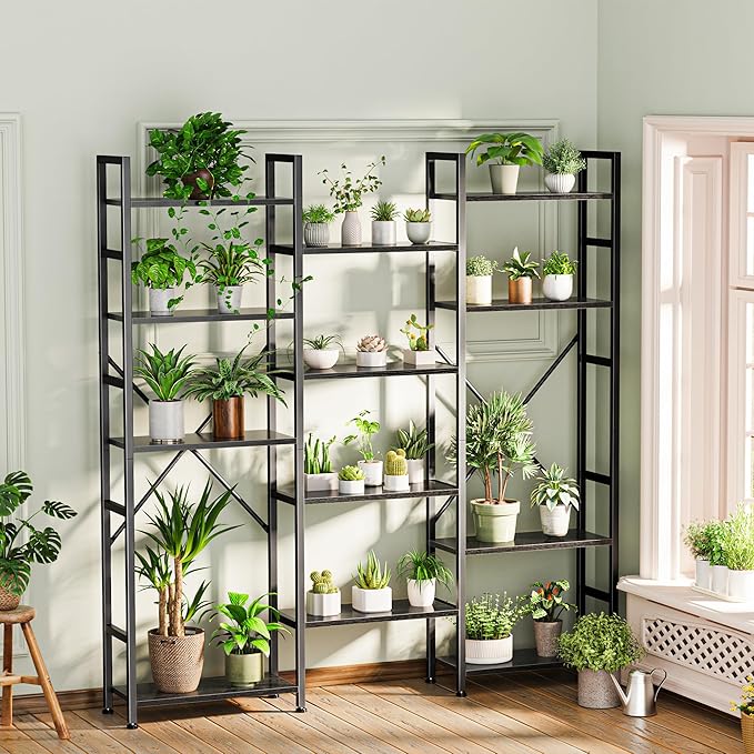 SUPERJARE Triple 5 Tier Bookshelf, Bookcase - Image 2