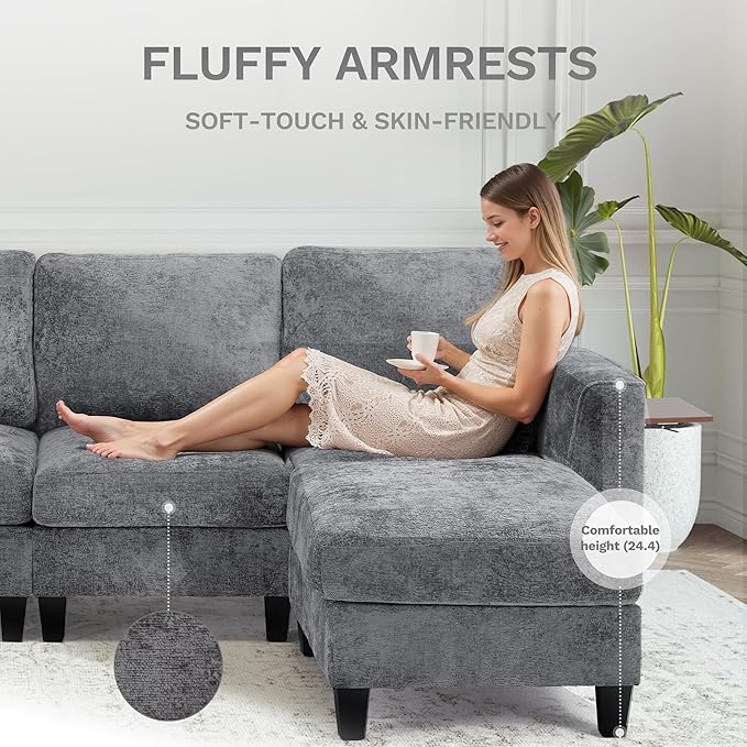 COLAMY 118" U-Shaped Sectional Couch, 4-Seat Modular Sofa - Image 5