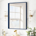 Keonjinn Blue Bathroom Mirror 22 x 30 in, Metal Framed Rectangular Wall Mirror by Keonjinn