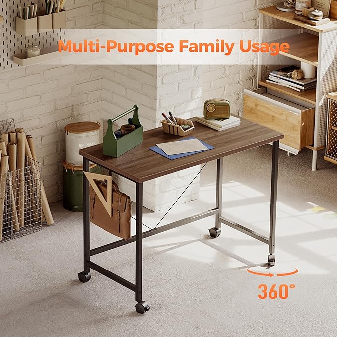 Rolling Computer Desk with Wheels, Gaming Desk - Image 4