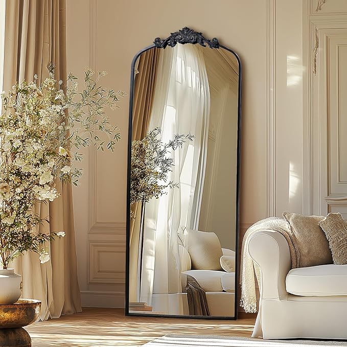 AIXI HOME Antique Black Arch Full Wall Mirror, Baroque Inspired Home Decor - Image 8