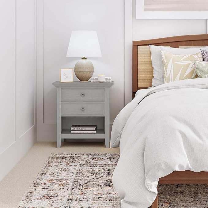 SIMPLIHOME Amherst SOLID WOOD 24 Inch Wide Traditional Bedside Nightstand Table - Image 2