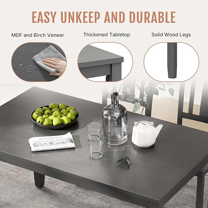 6-Piece Wooden Dining Table Set, Dining Table Set - Image 3