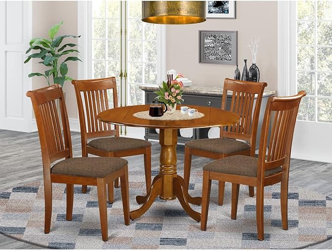 East West Furniture DLPO5-SBR-C 5 Piece Dinette Set - Image 6