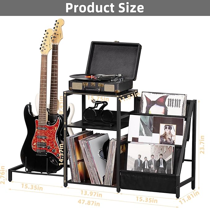 LELELINKY Record Player Stand, Electric Guitar, Turntable Stand - Image 3