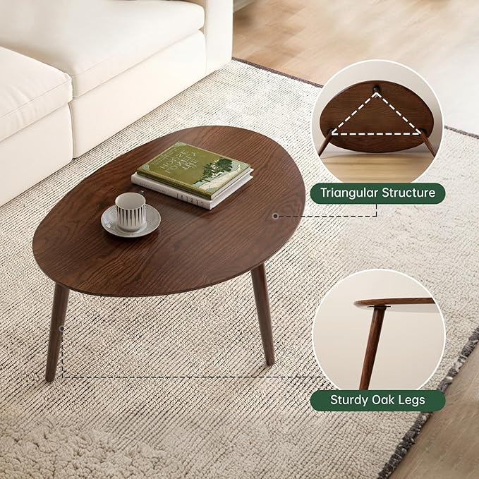 Small Oval Coffee Table, 19.7'' Small Mid Century Modern End Table - Image 3