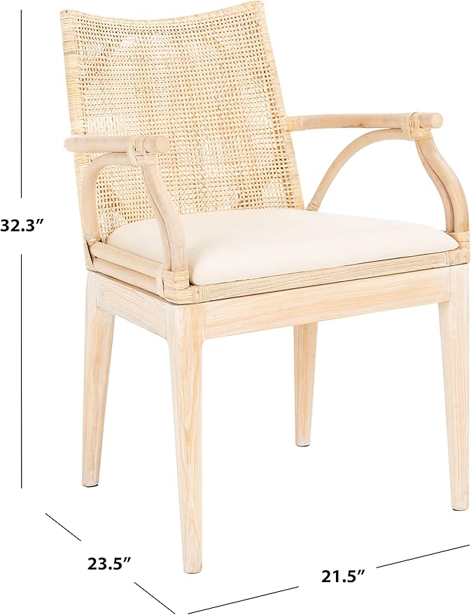 SAFAVIEH Home Collection Gianni Natural Wash/White Cushion Living Dining Room - Image 2