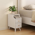 Small Nightstand with Drawers, Solid Wood Bedside Table, Narrow Walnut by AQIMUELE-Solidwoodfurniture