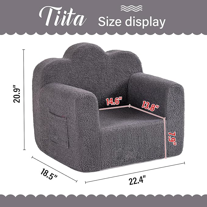 Tiita Kids Couch Plush Toddler Chair, Cloud-Like Glow in The Dark Kids Sofa - Image 3