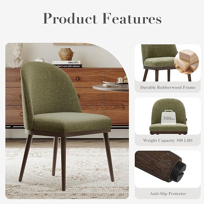 COLAMY Upholstered Dining Chairs Set of 2, Large Dining Room Kitchen Chairs - Image 5