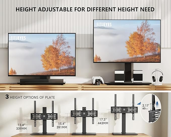 FITUEYES Universal TV Stand, Swivel TV Table Stands - Image 3