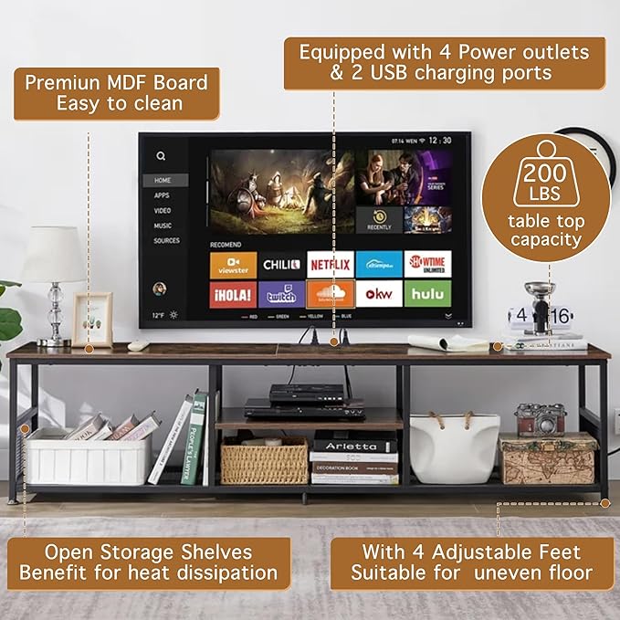 VECELO TV Stand with Power Outlets - Image 5