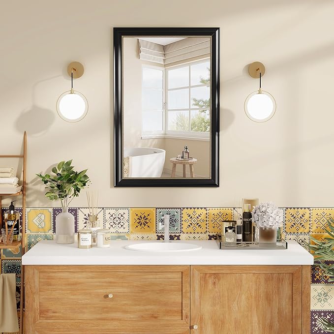 Axeman 32x48 Rectangular Wall Mirror, Decorative Bathroom Mirror, Traditional - Image 2