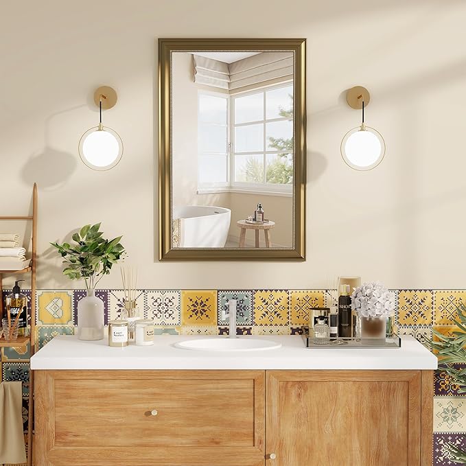 Axeman 28x36 Rectangular Wall Mirror, Decorative Bathroom Mirror, Traditional - Image 2