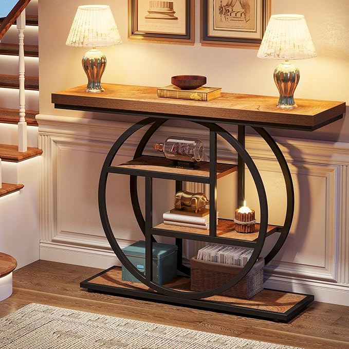 Tribesigns 41.3" Console Table, Industrial 4-Tier Sofa Table Entryway Table - Image 3