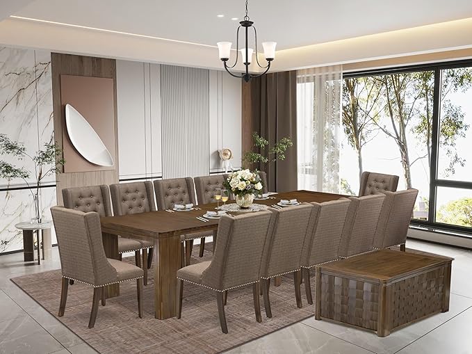 X12FO-0C8-18 - 14 Pieces Kitchen Dining Table Set includes an Extendable - Image 2