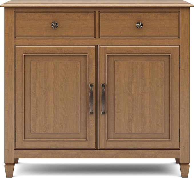 SIMPLIHOME Connaught 40-inch Wide Solid Wood Storage Cabinet in Light Golden - Image 4