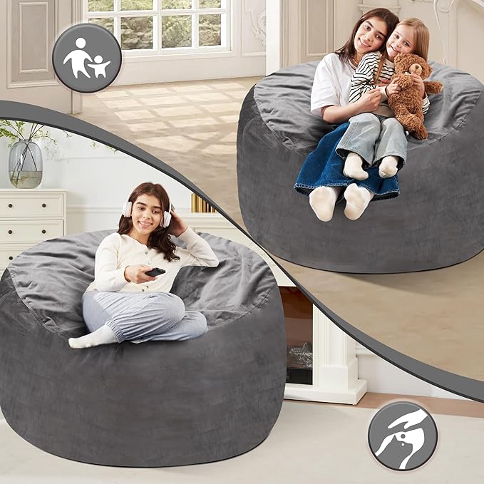 Homguava 4 FT Bean Bag Chair: 4' Bean Bags - Image 4