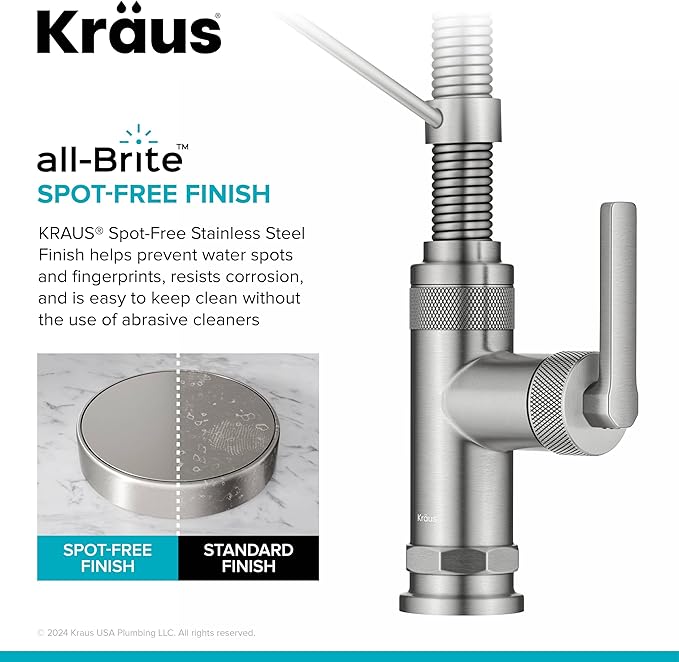 KRAUS Allyn Commercial Style 2-Function Single Handle Pull Down Kitchen Faucet - Image 6