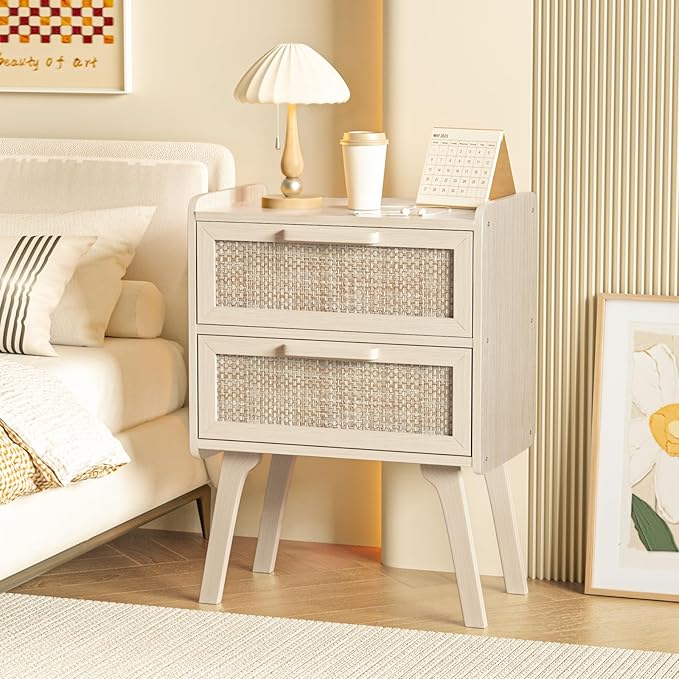 Lerliuo Rattan Nightstand, Boho Night Stand - Image 5