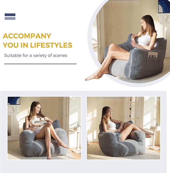 MAXYOYO Bean Bag Chair, Tufted Bean Bag Sofa - Image 3