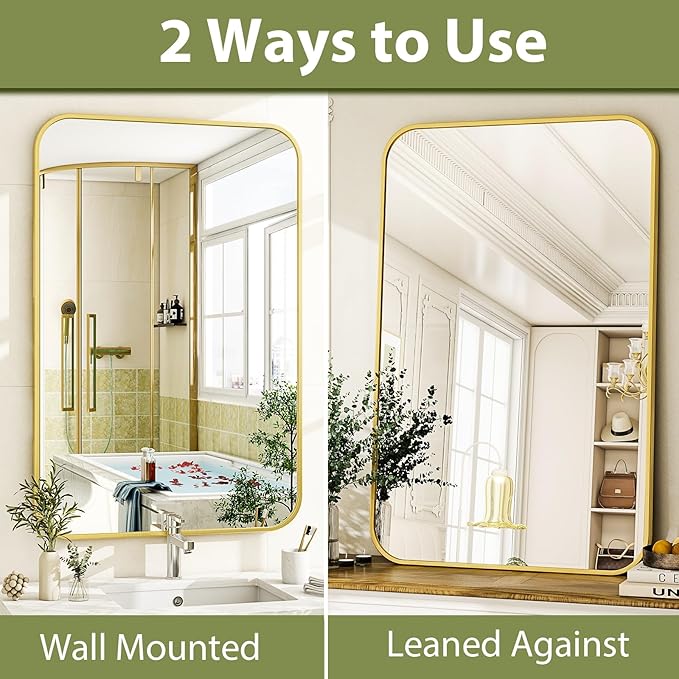 26 x 38 Inch Bathroom Mirror, Rounded Rectangular Vanity Mirror - Image 5