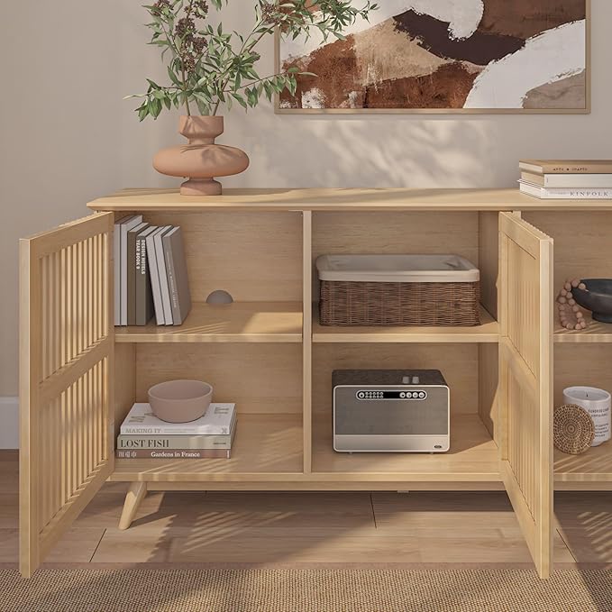 Plank+Beam Mid-Century Modern Wood TV Stand, Three Door Solid Wood - Image 6