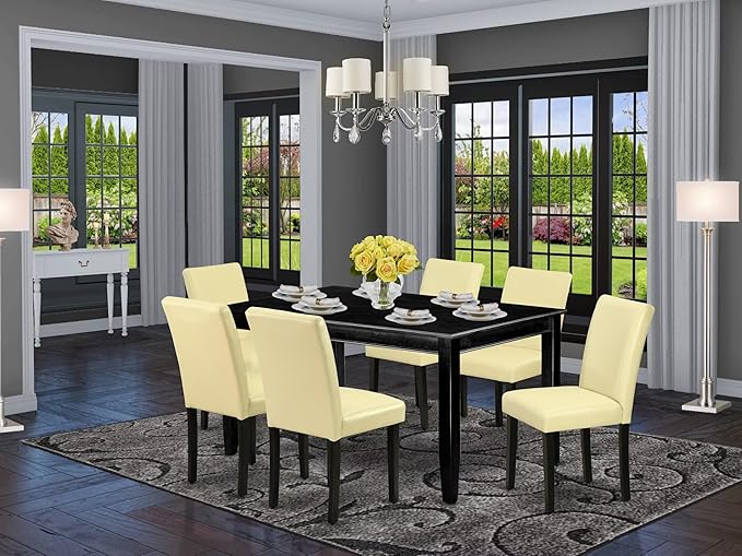 East West Furniture DUAB7-BLK-73 7 Piece Kitchen Table & Chairs Set Consist of - Image 2