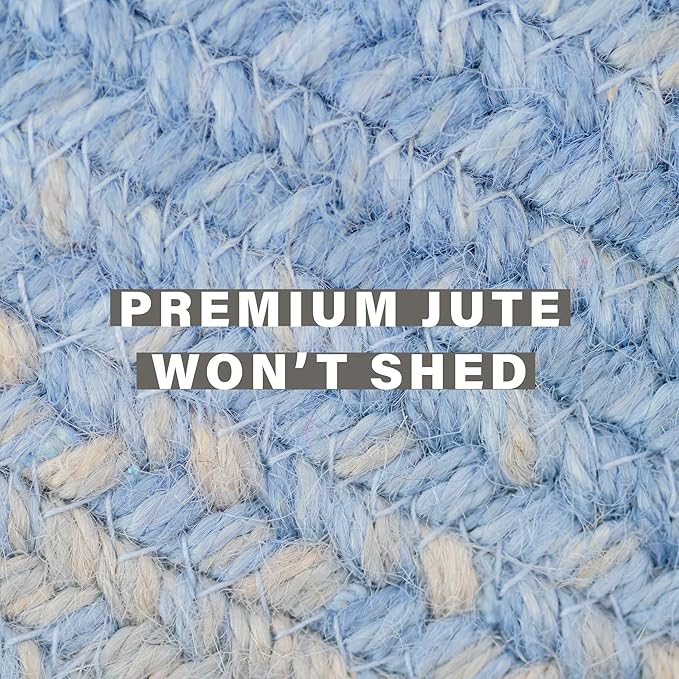 Homespice Sky Blue Jute Braided Rope Rug, 5x8' Rectangle - Image 5