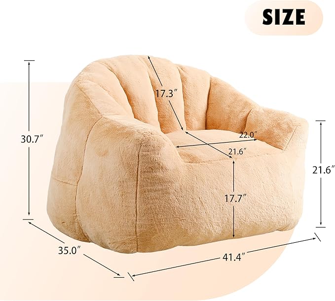Furniliving Bean Bag Chair, Giant Bean Bag Chair Stuffed Floor Sofa - Image 2