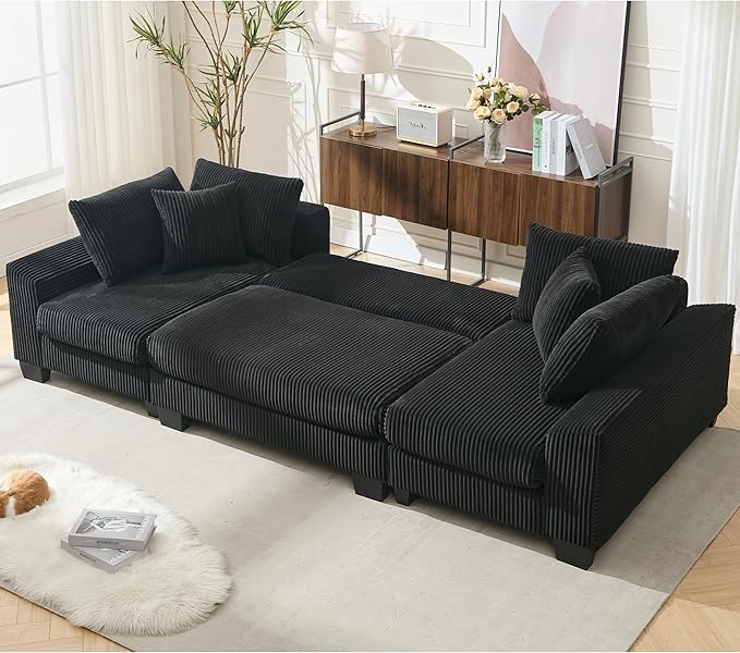 Symmetrical U Shaped Sectional Sofa Convertible Pull Out Sleeper Sofabed - Image 2