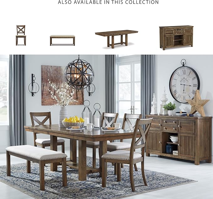 Signature Design by Ashley Moriville Casual Rustic Upholstered Dining Bench - Image 5