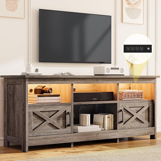 DWVO TV Stand for up to 65 Inch TV, Entertainment Center by DWVO