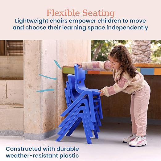 ECR4Kids 12in Plastic School Stack Chair, Classroom Furniture - Image 6