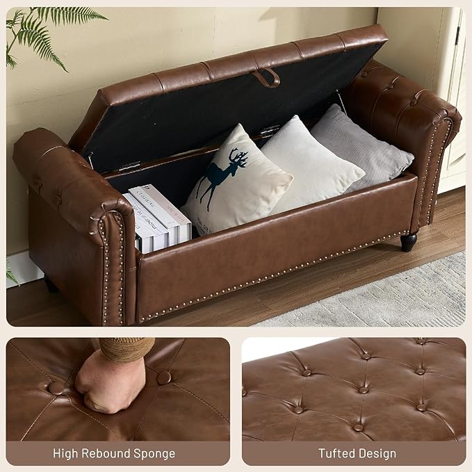 Furniliving 55” End of Bed Bench, Bedroom Bench - Image 4