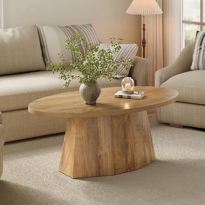 Oval Coffee Table, 47-Inch Living Room Table - Image 7