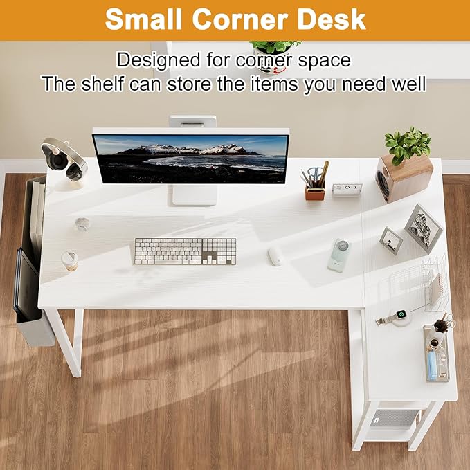 L Shaped Computer Desk with Reversible Shelves, 40 Inch Small Corner Desk with - Image 5