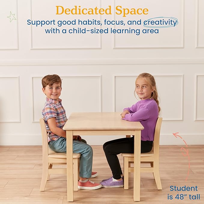 ECR4Kids 24in x 36in Rectangular Hardwood Table and Chair Set, 12in Seat Height - Image 4
