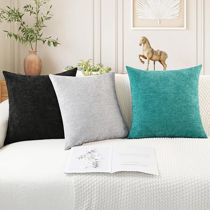 CaliTime Throw Pillow Covers Decorative 18 X 18 Inches Pack of 2 Cozy Chenille - Image 5