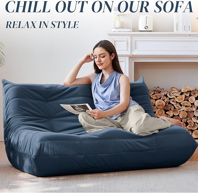 Bean Bag Chair, Loveseat Fireside Chair Bean Bag Sofa - Image 3