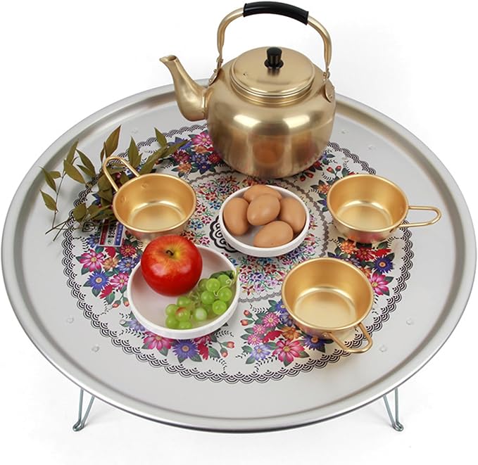Korean Traditional Folding Snack Table – Retro Aluminum “Yang-eun Bapsang” - Image 5