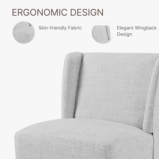 Upholstered Dining Chair with Casters Wingback Modern Side Armless Deskchair - Image 7