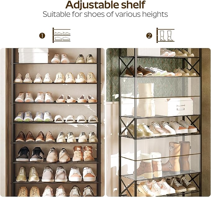 10 Tier Shoe Rack, Large Capacity Shoe Storage Organizer Holds 40 Pairs - Image 5