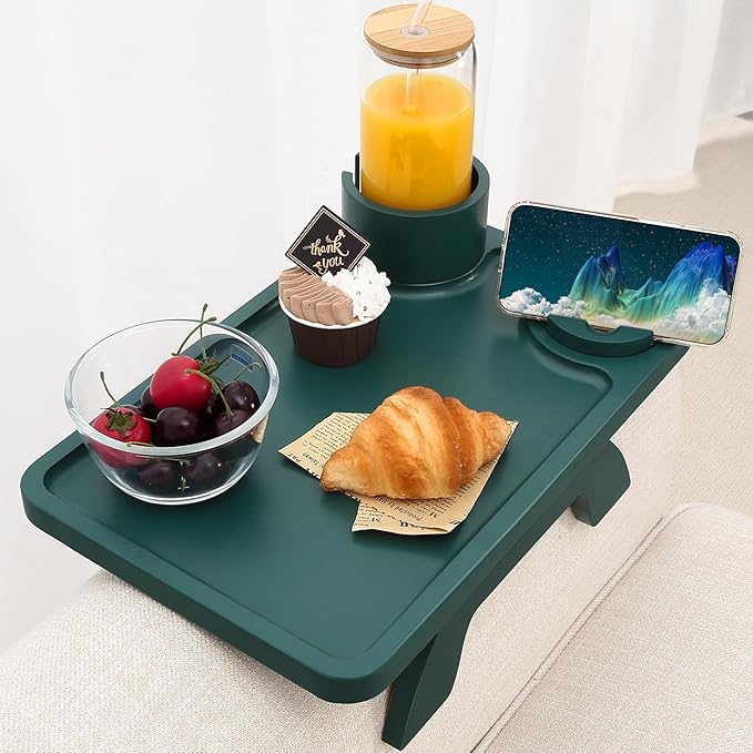 Nnewvante Couch Arm Table, 3 in 1 Large 15.36"x9.85" Bamboo Sofa Arm Clip on TV by Nnewvante