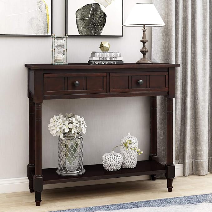 Bellemave Console Table with Drawers, Retro Entryway Table with 2 Drawers and - Image 7