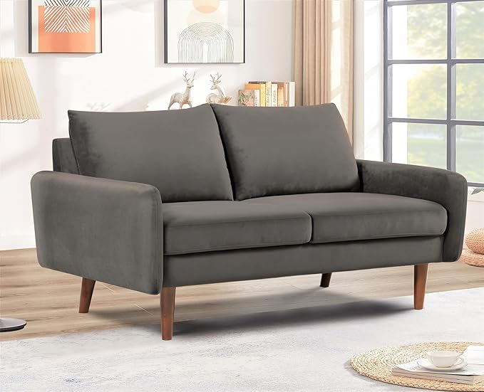 Container Furniture Direct Kent Velvet Loveseat Sofa - Image 5