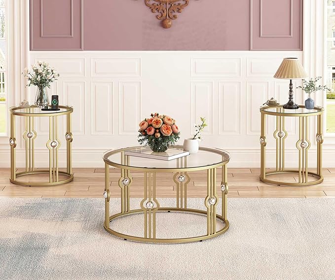 OIOG Glass Coffee Table for Living Room, Round Coffee Table for Office - Image 9